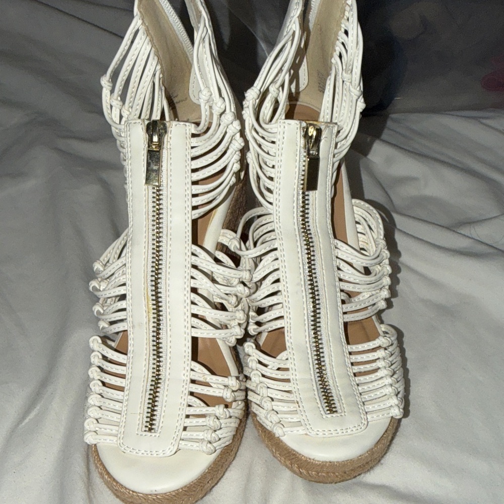 JustFab White Strappy Heels